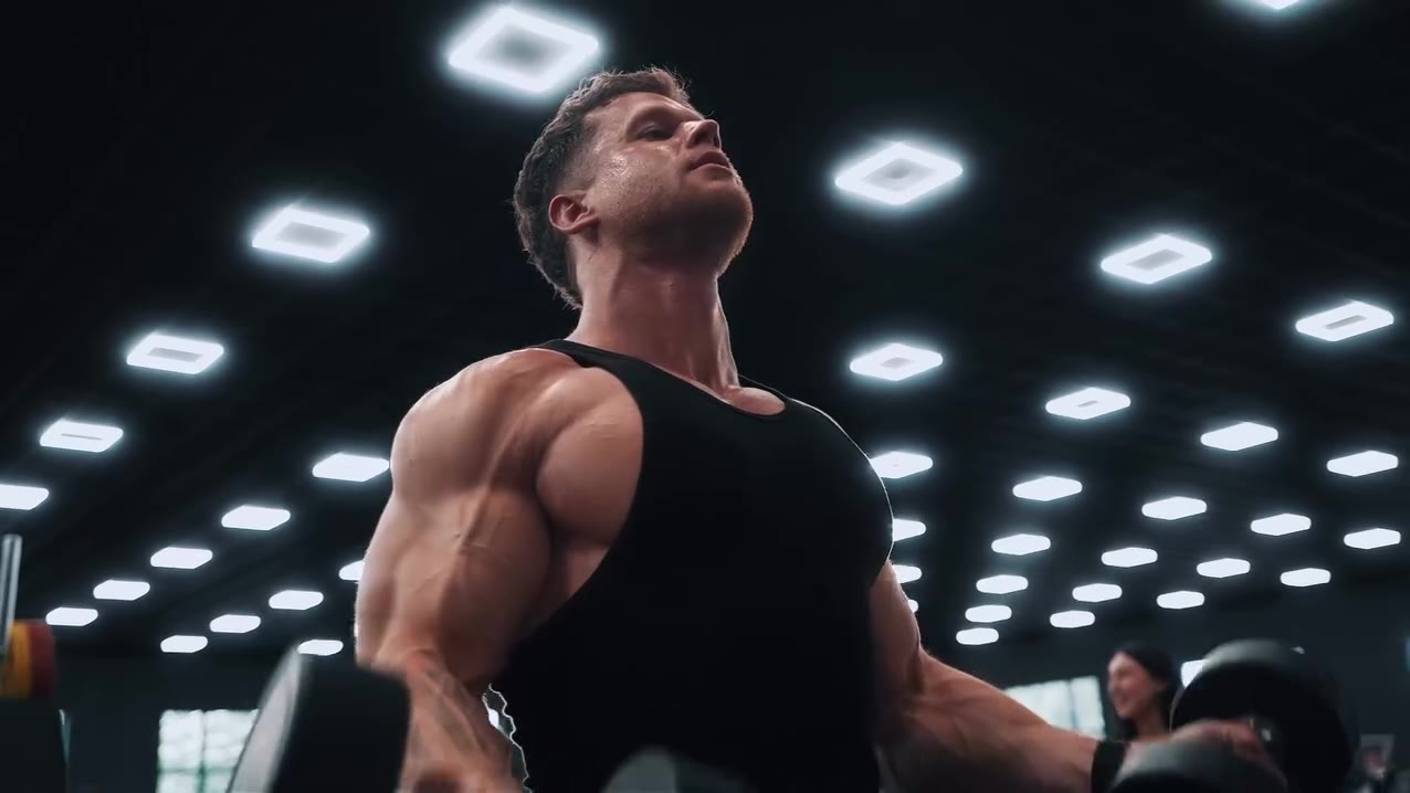 Wesley traint biceps in de gym